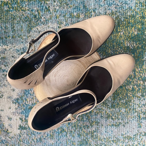 Vintage 90s Eitenne Aigner Vow tan leather ankle strap mary janes, size 8.5M - Picture 2 of 15